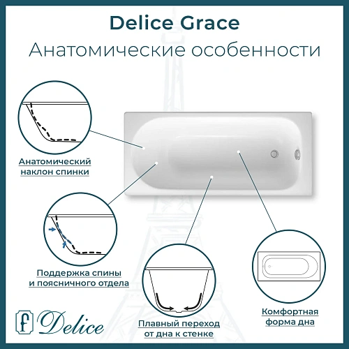 Ванна чугунная Delice Grace 170х70 DLR230643 Ванна чугунная Delice Grace 170х70 DLR230643
