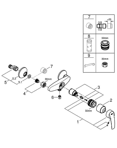 Смеситель для душа GROHE Start однорычажный, хром (32279001) Смеситель для душа GROHE Start однорычажный, хром (32279001)