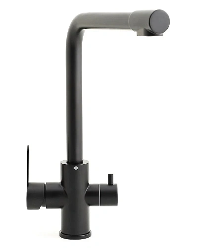 Смеситель для кухни Orange Steel M99-008b с каналом питьевой воды, матовый черный Смеситель для кухни Orange Steel M99-008b с каналом питьевой воды, матовый черный
