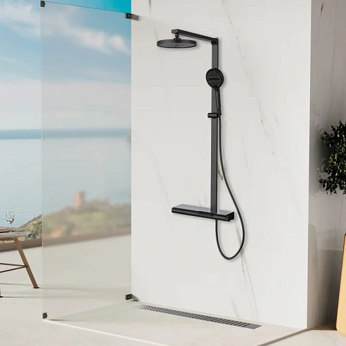 Душевая система Vincea Aspire VSFS-4AS1MB с изливом, черный матовый Душевая система Vincea Aspire VSFS-4AS1MB с изливом, черный матовый