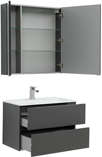 Комплект мебели Aquanet Алвита 80 серый антрацит 00241387 Комплект мебели Aquanet Алвита 80 серый антрацит 00241387