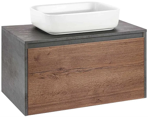 Тумба под раковину Vincea Mesa 800 подвесная, 1 выкатной/1 скрытый ящик soft close, T.Oak + Beton VMC-2MS800TB Тумба под раковину Vincea Mesa 800 подвесная, 1 выкатной/1 скрытый ящик soft close, T.Oak + Beton VMC-2MS800TB