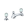 Картинка анонса товара «смеситель для раковины kludi adlon 5104605g5 dn 15, на 3 отверстия, низкий излив, ручки хрусталь, цв»