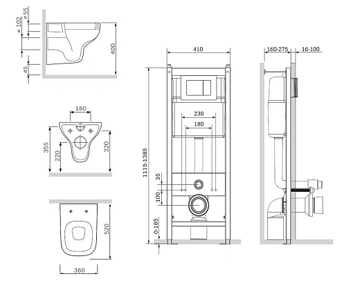 Комплект унитаза AM.PM Like IS3801700 с инсталляцией, сиденьем микролифт и клавишей смыва хром Комплект унитаза AM.PM Like IS3801700 с инсталляцией, сиденьем микролифт и клавишей смыва хром