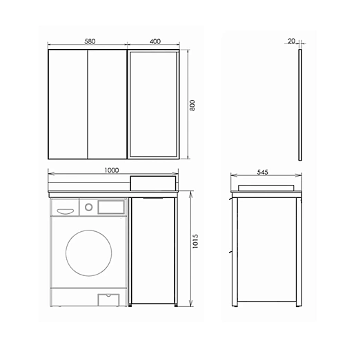Комплект мебели Comforty Лозанна-100 9111 00-00013800 под стиральную машину со столешницей Калакатта Блэк с раковиной Комплект мебели Comforty Лозанна-100 9111 00-00013800 под стиральную машину со столешницей Калакатта Блэк с раковиной