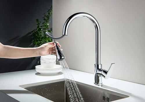 Смеситель для кухни Aquatek ЛУГАНО AQ1784CR с вытяжным изливом, хром Смеситель для кухни Aquatek ЛУГАНО AQ1784CR с вытяжным изливом, хром