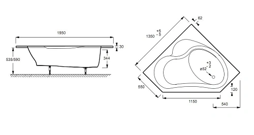 Акриловая ванна Jacob Delafon BAIN-DOUCHE 135х135 E6219-00 Акриловая ванна Jacob Delafon BAIN-DOUCHE 135х135 E6219-00
