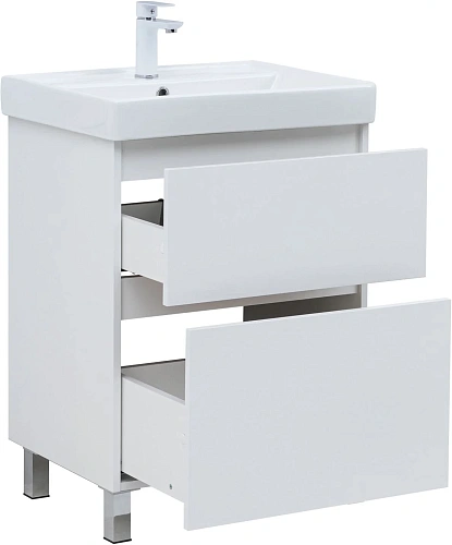 Тумба под раковину Aquanet Вега 60 00344121 напольная, белый глянец Тумба под раковину Aquanet Вега 60 00344121 напольная, белый глянец