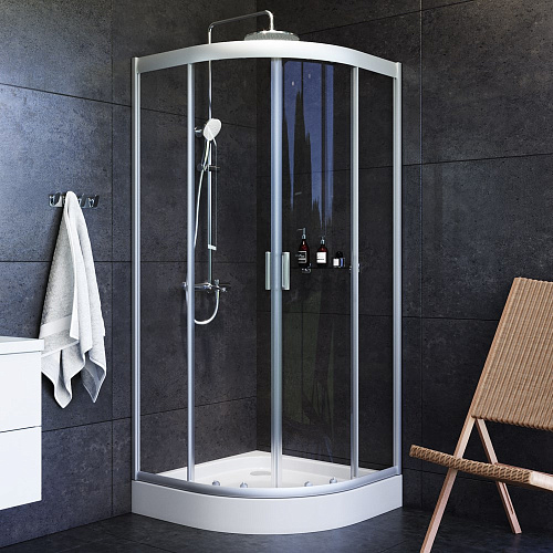 Душевой уголок AM.PM Gem W90G-401-090WT 90х90, стекло прозрачное, профиль матовое серебро, без поддо Душевой уголок AM.PM Gem W90G-401-090WT 90х90, стекло прозрачное, профиль матовое серебро, без поддо