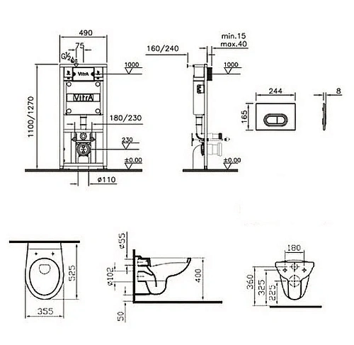 Комплект унитаза с инсталляцией Vitra Normus 9773B003-7202 сиденье микролифт, клавиша смыва хром Комплект унитаза с инсталляцией Vitra Normus 9773B003-7202 сиденье микролифт, клавиша смыва хром