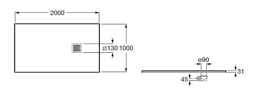 Душевой поддон Roca Terran 2000x1000 черный, с сифоном и решеткой, AP1017D03E801400 Душевой поддон Roca Terran 2000x1000 черный, с сифоном и решеткой, AP1017D03E801400