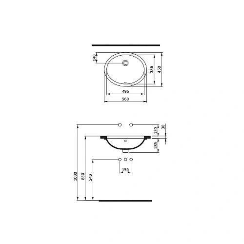 Раковина BERGES Ego встраиваемая снизу, Ø 56 см 181007 Раковина BERGES Ego встраиваемая снизу, Ø 56 см 181007