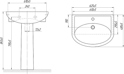 Комплект мебели DIWO Тула 65 подвесная, с сифоном 579849 Комплект мебели DIWO Тула 65 подвесная, с сифоном 579849