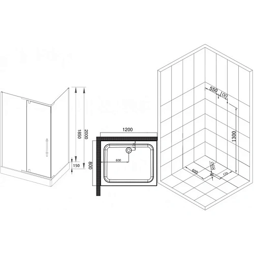 Душевой уголок Esbano (ESUGR7180B) ESR-7180B120x80x200 Душевой уголок Esbano (ESUGR7180B) ESR-7180B120x80x200
