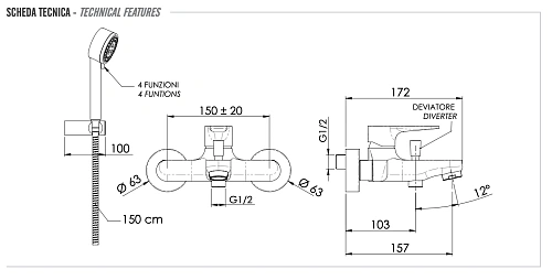 Смеситель для ванны Remer Winner W02 Смеситель для ванны Remer Winner W02