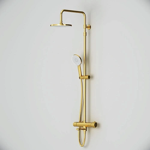 Душевая система AM.PM X-Joy F0785A599 с термостатом, верхний душ 220мм, золото Душевая система AM.PM X-Joy F0785A599 с термостатом, верхний душ 220мм, золото