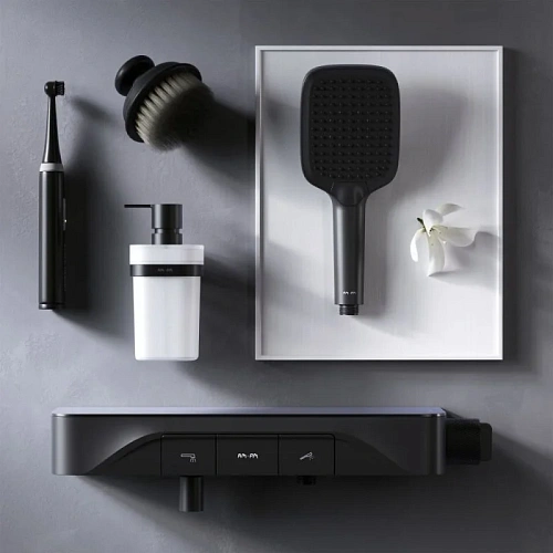Смеситель для ванны AM.PM Func F8F10522 кнопочный с полкой, черный Смеситель для ванны AM.PM Func F8F10522 кнопочный с полкой, черный