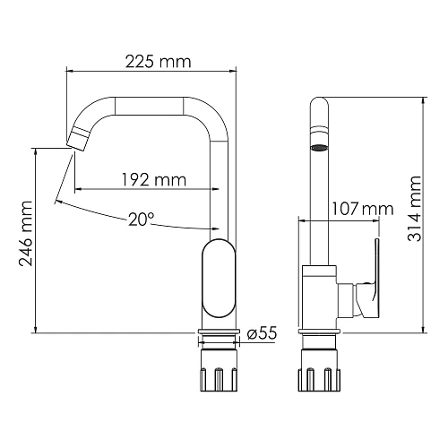 Смеситель для кухни WasserKRAFT Elbe A7407 черный Смеситель для кухни WasserKRAFT Elbe A7407 черный