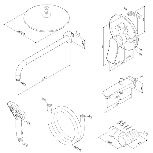 Душевая система AM.PM X-Joy FB85A10000 встраиваемая С ВНУТРЕННЕЙ ЧАСТЬЮ, для ванны с душем Душевая система AM.PM X-Joy FB85A10000 встраиваемая С ВНУТРЕННЕЙ ЧАСТЬЮ, для ванны с душем
