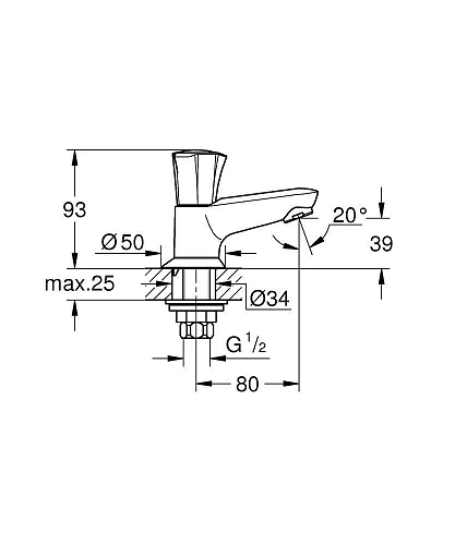 Кран GROHE Costa L (без функции смешивания воды), хром (20404001) Кран GROHE Costa L (без функции смешивания воды), хром (20404001)