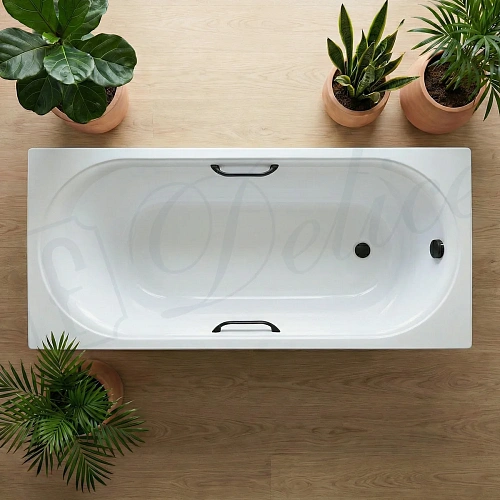 Ванна из искусственного камня Delice Dolce 170х70 DLR330058RB-G глянцевая с черными ручками Ванна из искусственного камня Delice Dolce 170х70 DLR330058RB-G глянцевая с черными ручками