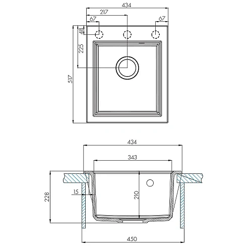 Кухонная мойка Aquaton Линеа 43 1A732932LW290 из литого мрамора, шампань Кухонная мойка Aquaton Линеа 43 1A732932LW290 из литого мрамора, шампань