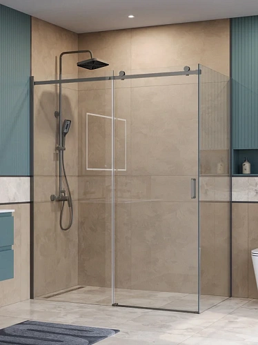 Душевой уголок BelBagno SOFT_CLOSE-2-AH-1-160/90-C-GM 160x90 см, профиль оружейная сталь, стекло прозрачное Душевой уголок BelBagno SOFT_CLOSE-2-AH-1-160/90-C-GM 160x90 см, профиль оружейная сталь, стекло прозрачное