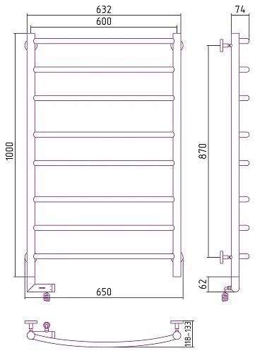 Полотенцесушитель электрический Сунержа Галант 2.0 1000х600 МЭМ левый 03-5200-1060 Золото Полотенцесушитель электрический Сунержа Галант 2.0 1000х600 МЭМ левый 03-5200-1060 Золото