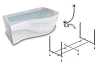 Акриловая ванна Timo VINO1590R 150x90x66 с каркасом, слив-переливом, фронтальной и торцевой панелями
