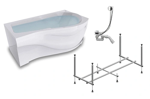 Акриловая ванна Timo VINO1590R 150x90x66 с каркасом, слив-переливом, фронтальной и торцевой панелями Акриловая ванна Timo VINO1590R 150x90x66 с каркасом, слив-переливом, фронтальной и торцевой панелями