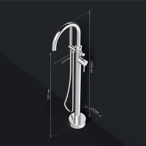 Смеситель для ванны AM.PM Sense F7514100, отдельностоящий, хром Смеситель для ванны AM.PM Sense F7514100, отдельностоящий, хром