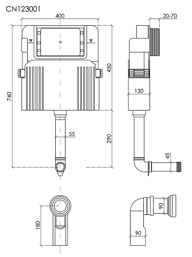 Бачок скрытого монтажа Ceramica Nova Balance CN123001 для приставных унитазов Бачок скрытого монтажа Ceramica Nova Balance CN123001 для приставных унитазов