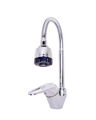 Смеситель для кухни OneLife P11-004cr полимерный с гибким изливом, хром Смеситель для кухни OneLife P11-004cr полимерный с гибким изливом, хром