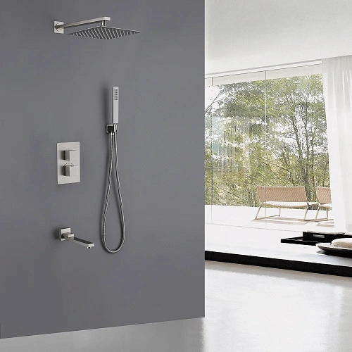 Душевая система ABBER Daheim AF8250SP скрытого монтажа с изливом, термостат, сатин Душевая система ABBER Daheim AF8250SP скрытого монтажа с изливом, термостат, сатин