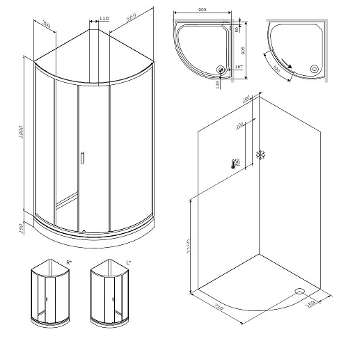 Душевая кабина AM.PM X-Joy W88C-301-090GG без крыши, 90х90, стекло графит, профиль графит Душевая кабина AM.PM X-Joy W88C-301-090GG без крыши, 90х90, стекло графит, профиль графит