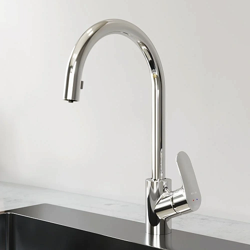 Смеситель для кухни AM.PM Like F8012000 с вытяжным изливом, хром Смеситель для кухни AM.PM Like F8012000 с вытяжным изливом, хром