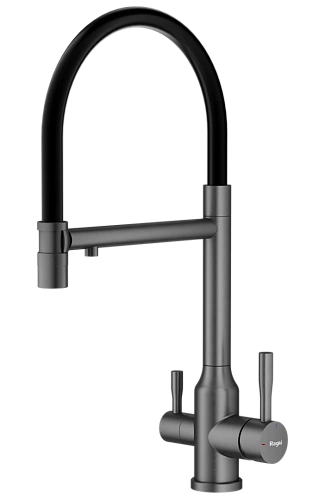 Смеситель для кухни Raglo R81.63.09 с гибким изливом с подключением к фильтру, графит Смеситель для кухни Raglo R81.63.09 с гибким изливом с подключением к фильтру, графит
