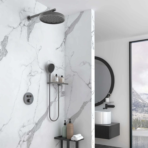 Душевая система Vincea Inspire VSFW-3I22MT2RGM встраиваемый, термостат, двухрежимный, вороненая сталь Душевая система Vincea Inspire VSFW-3I22MT2RGM встраиваемый, термостат, двухрежимный, вороненая сталь