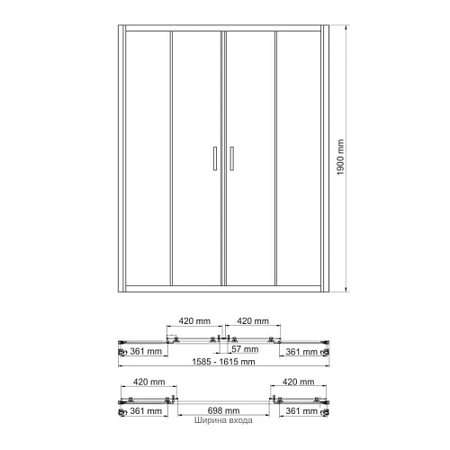 Душевой уголок WasserKRAFT Lippe 45S45 хром Душевой уголок WasserKRAFT Lippe 45S45 хром