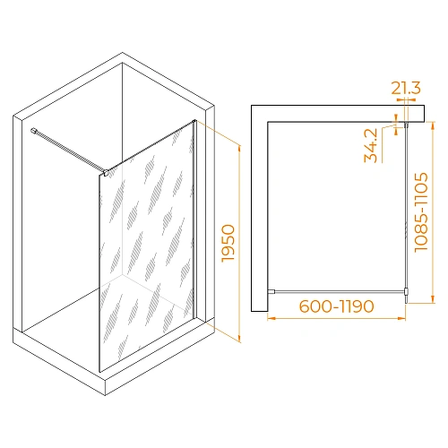 Душевая перегородка RGW Walk In WA-001 1100 мм 351000111-11 хром, Easy Clean Душевая перегородка RGW Walk In WA-001 1100 мм 351000111-11 хром, Easy Clean