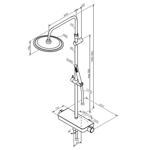 Душевая система Damixa Scandinavian Pure 936760300 термост, черный Душевая система Damixa Scandinavian Pure 936760300 термост, черный