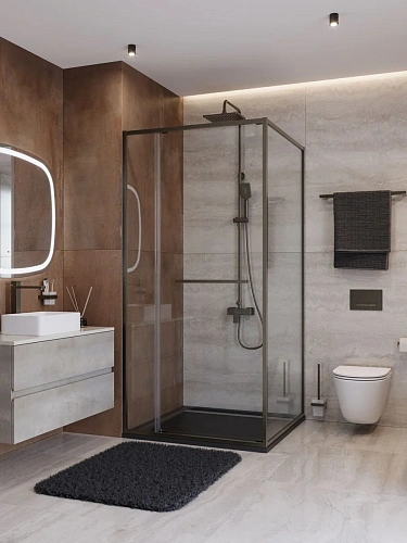 Душевой уголок CEZARES LUX-AH-FS-11-100/80-C-GM 100x80 см, профиль оружейная сталь, стекло прозрачное Душевой уголок CEZARES LUX-AH-FS-11-100/80-C-GM 100x80 см, профиль оружейная сталь, стекло прозрачное