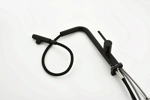 Смеситель для кухни AQUAme Cucina AQM9903MB с выдвижным изливом, с подключением к фильтру с питьевой водой, черный матовый Смеситель для кухни AQUAme Cucina AQM9903MB с выдвижным изливом, с подключением к фильтру с питьевой водой, черный матовый