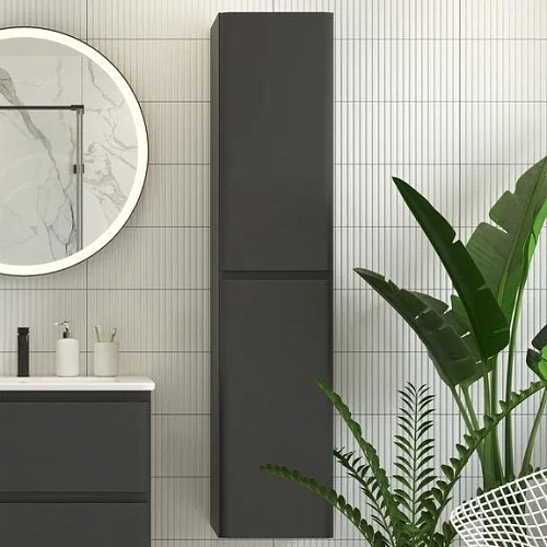 Шкаф-пенал Aquanet Эмбер 35 00330472 черный матовый Шкаф-пенал Aquanet Эмбер 35 00330472 черный матовый