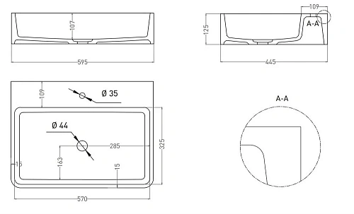 Раковина Salini OTTAVIA покраска по RAL полностью 1103101GF 595x445 накладная S-Sense Раковина Salini OTTAVIA покраска по RAL полностью 1103101GF 595x445 накладная S-Sense