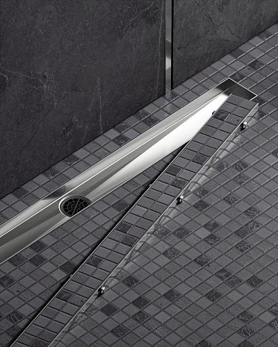 Душевой лоток Timo Drain System 900 с двусторонней панелью "plate" под плитку, Хром Душевой лоток Timo Drain System 900 с двусторонней панелью "plate" под плитку, Хром