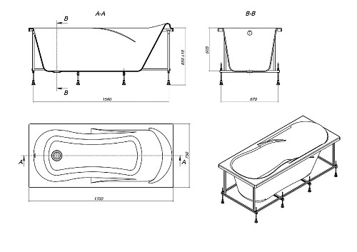 Акриловая ванна Roca Uno 170х75 прямоугольная белая ZRU9302870 Акриловая ванна Roca Uno 170х75 прямоугольная белая ZRU9302870