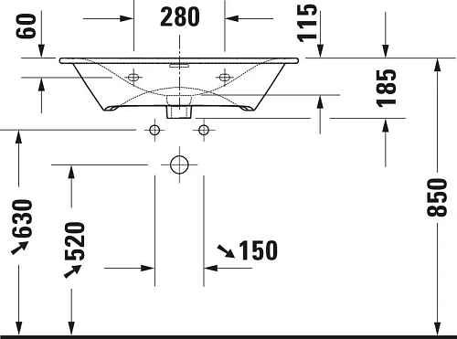 Раковина Duravit XSquare 23447300001 Раковина Duravit XSquare 23447300001
