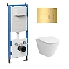 Комплект инсталляции GROSSMAN 900.K31.01.000 с клавишей смыва 700.K31.03.300.300 золото и унитазом GROSSMAN GR-4477S арт.97.4477S.03.300