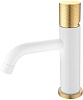 Картинка анонса товара «смеситель для раковины boheme stick white touch gold 121-wg.2»